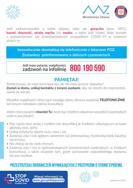 Co zrobić w przypadku wystąpienia objawów?