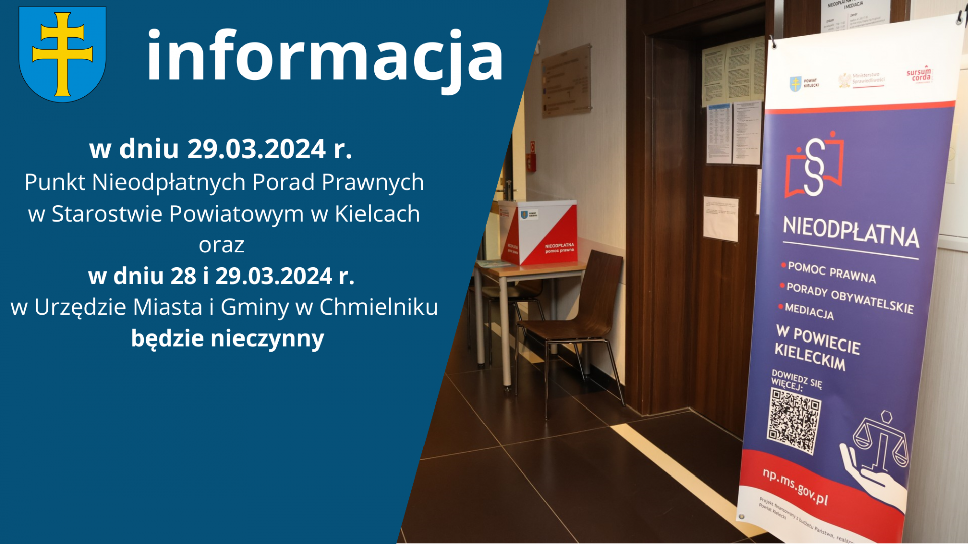 Punkt Nieodpłatnych Porad Prawnych w piątek będzie nieczynny