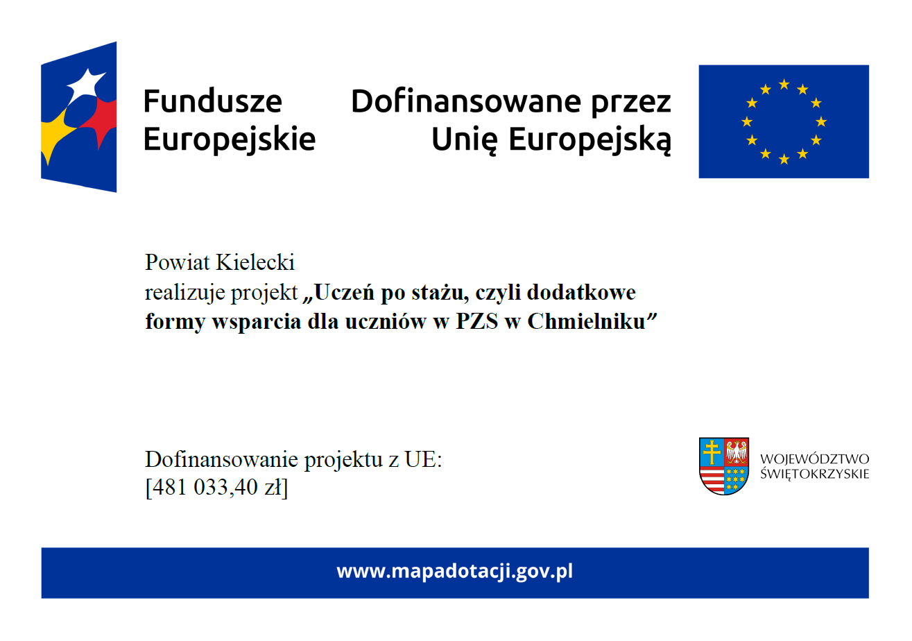 Uczeń po stażu, czyli dodatkowe formy wsparcia dla uczniów PZS w Chmielniku