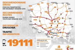 Rekomendowane drogi podczas Światowych Dni Młodzieży Kraków 2016