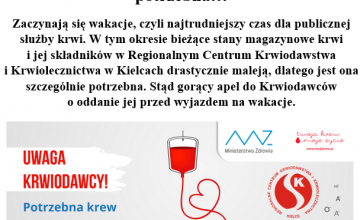plakat z apelem o oddawanie krwi