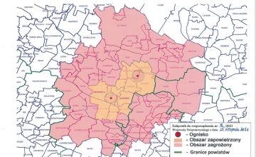 Mapa z nowymi obszarami
