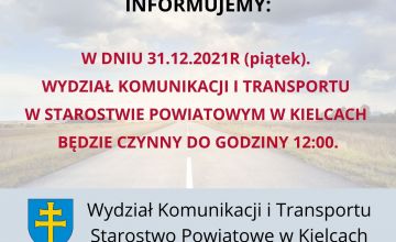 Informacja na temat pracy Wydziału Komunikacji i Transportu