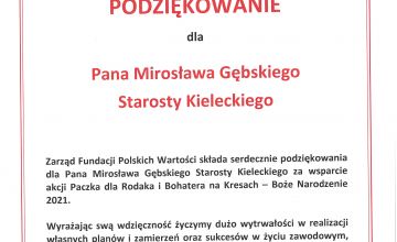 Podziękowania za bożonarodzeniowe wsparcie Rodaków