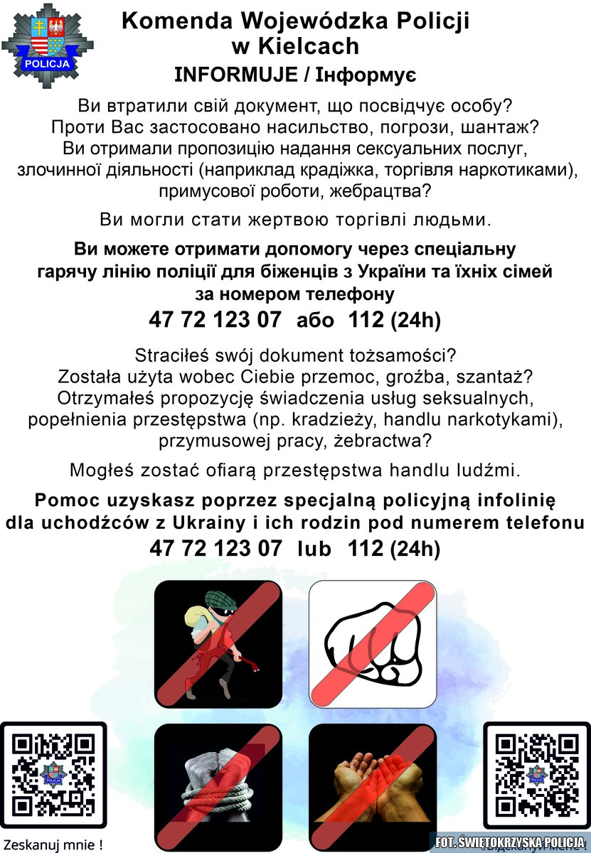 plakat z numerem policyjnej infolinii