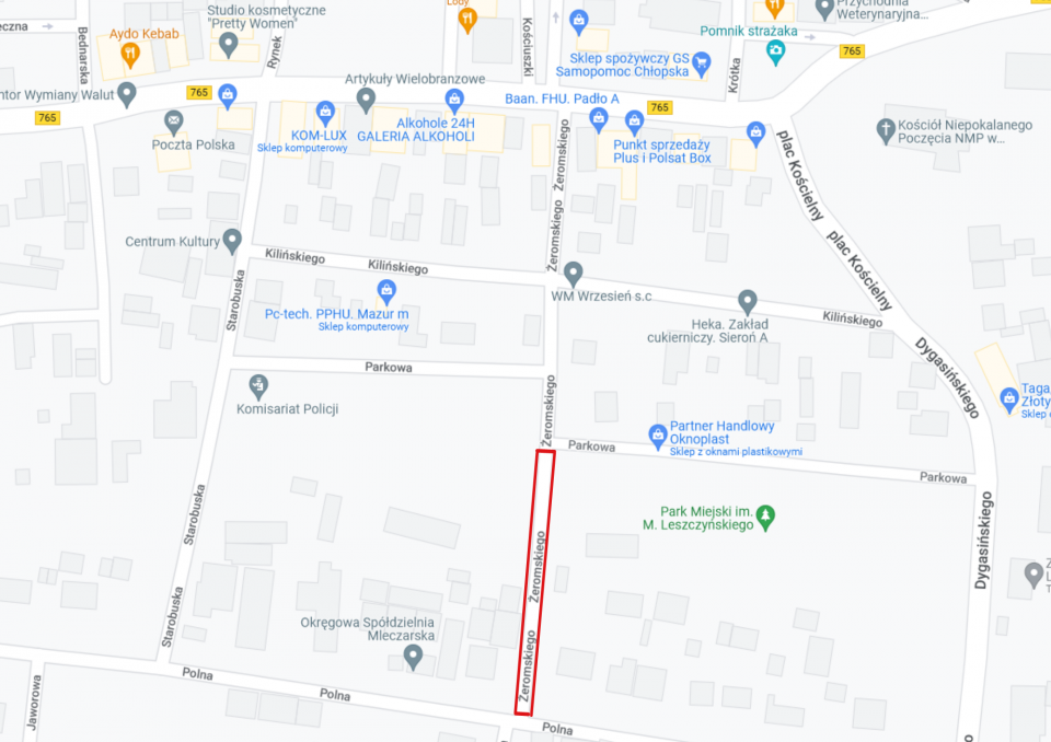 mapa zmian w organizacji ruchu 