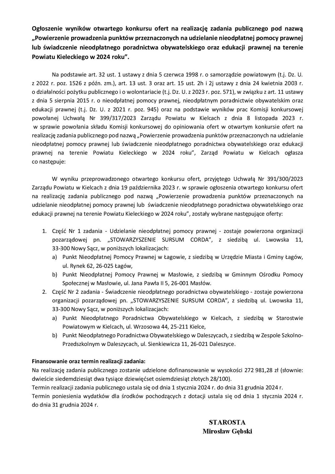 Wyniki Konkursu