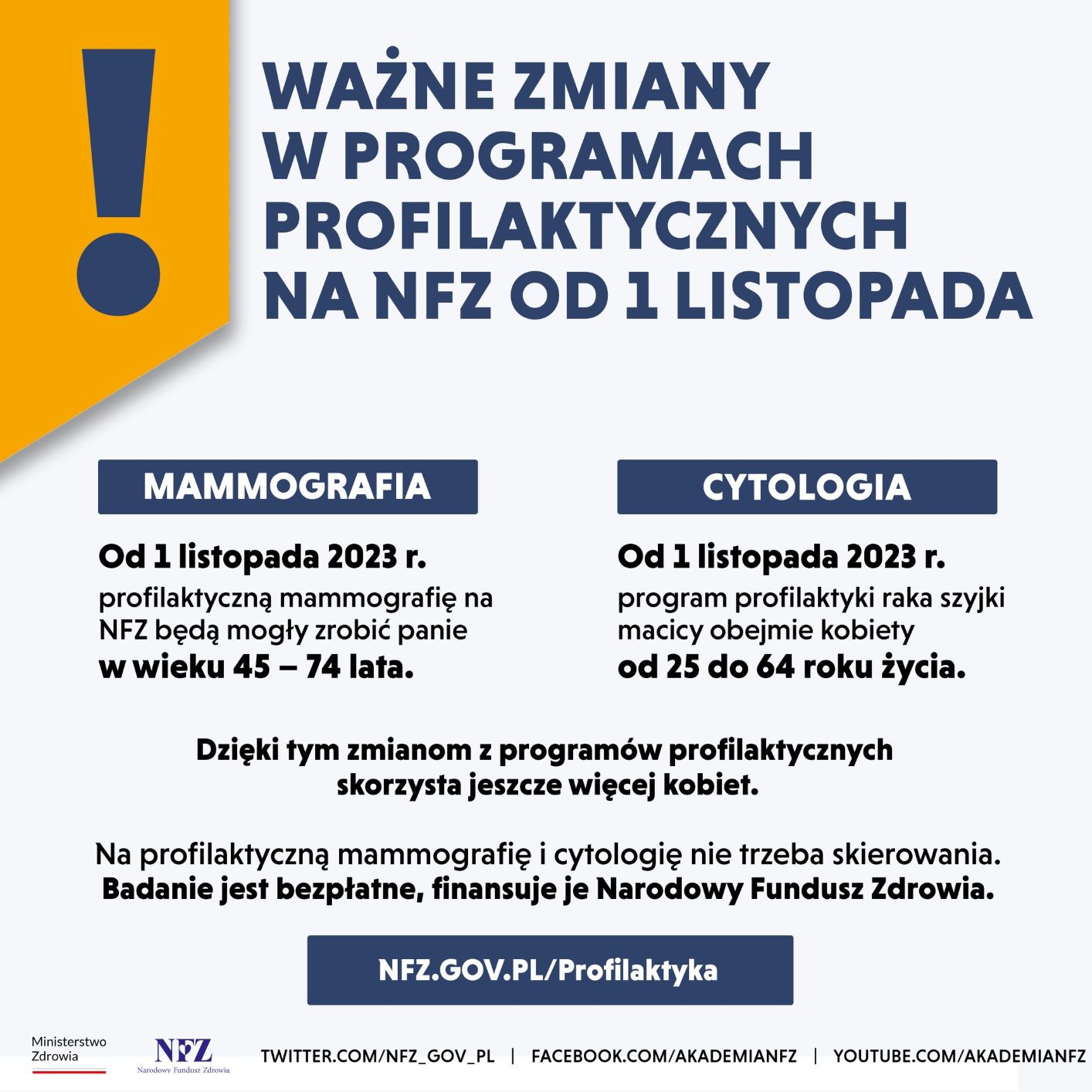 Zmiany w programach profilaktycznych