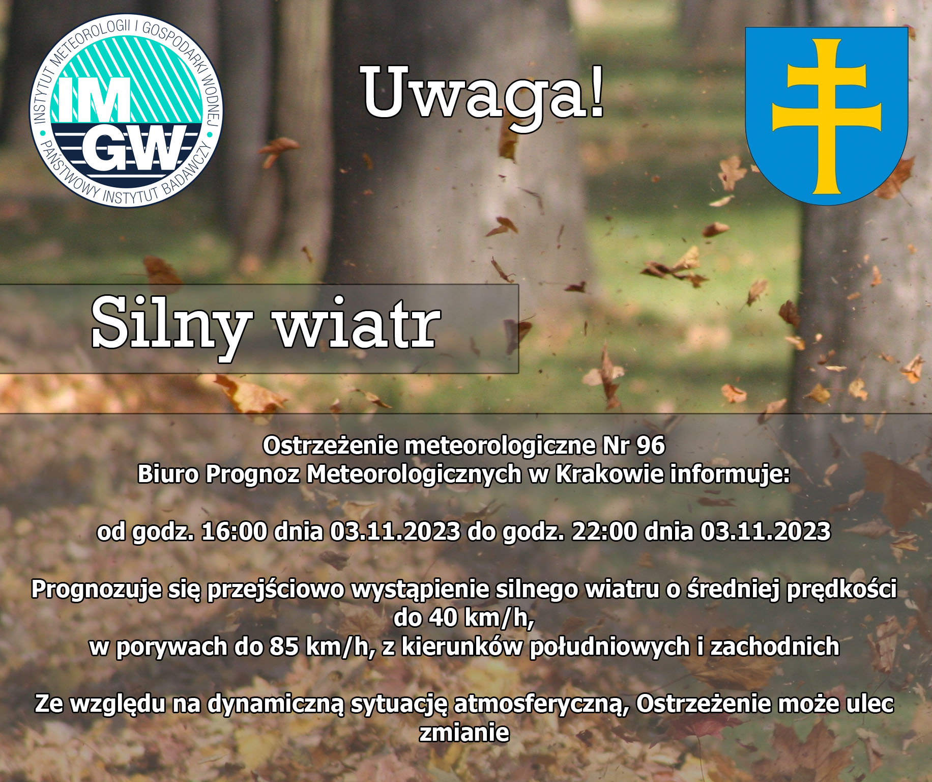 Silny wiatr- ostrzeżenie