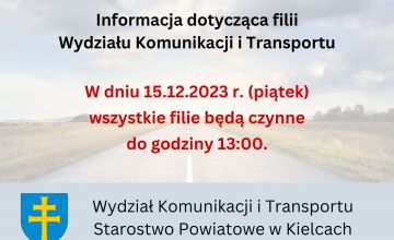 Informacja Wydziału Komunikacji i Transportu