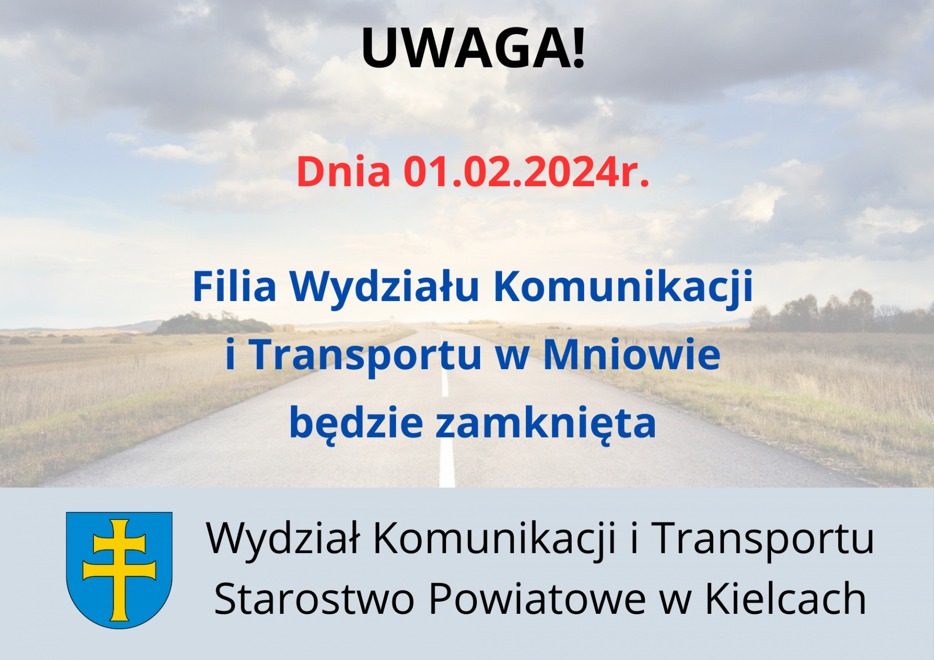 Komunikat Wydziału Komunikacji i Transportu