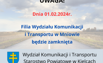 Komunikat Wydziału Komunikacji i Transportu