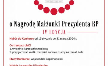 Rusza nabór do IV edycji Konkursu dla Kół Gospodyń Wiejskich o Nagrodę Małżonki Prezydenta RP