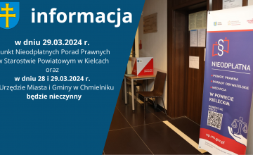 Punkt Nieodpłatnych Porad Prawnych w piątek będzie nieczynny