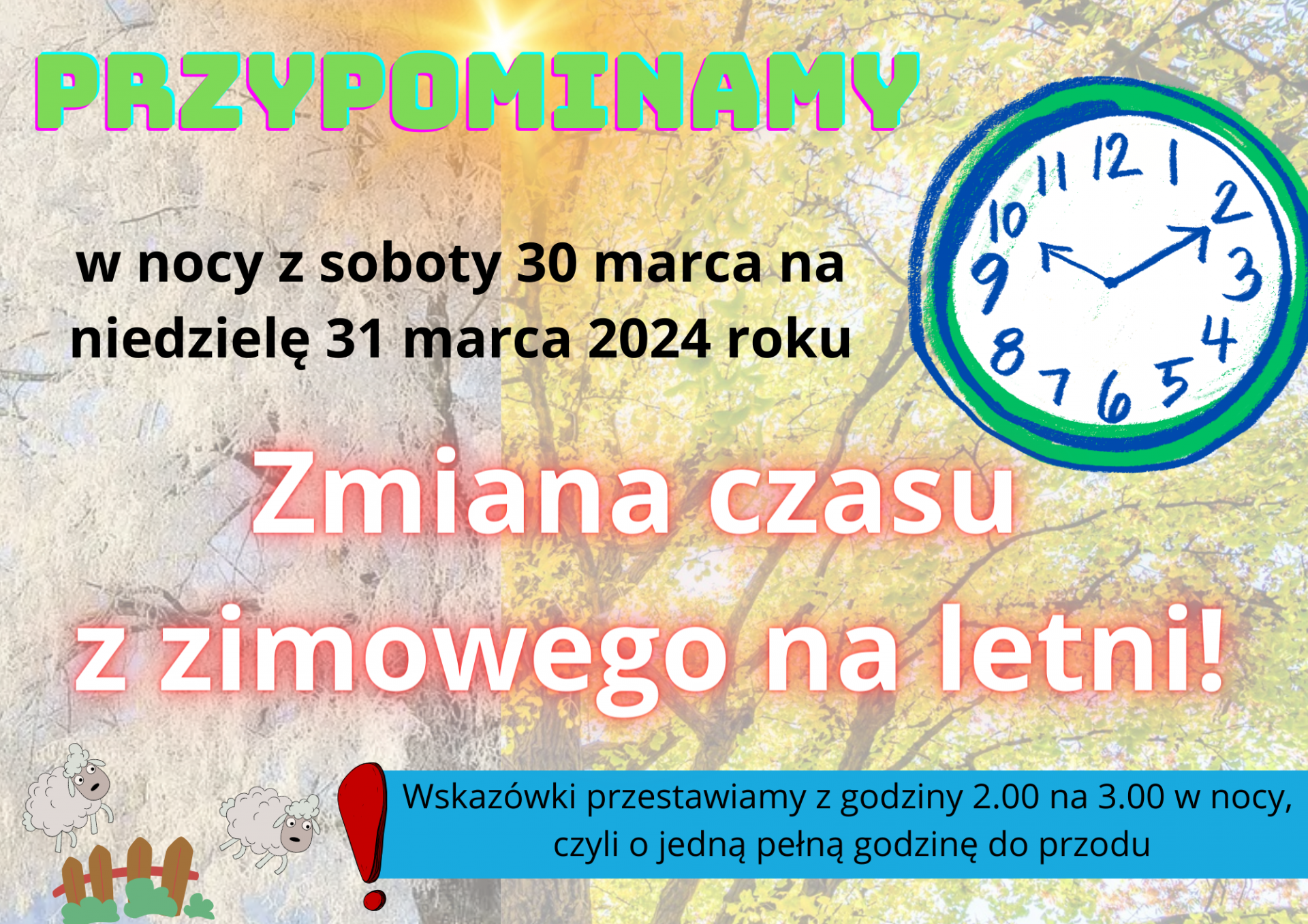 z soboty na niedzielę przestawiamy zegarki