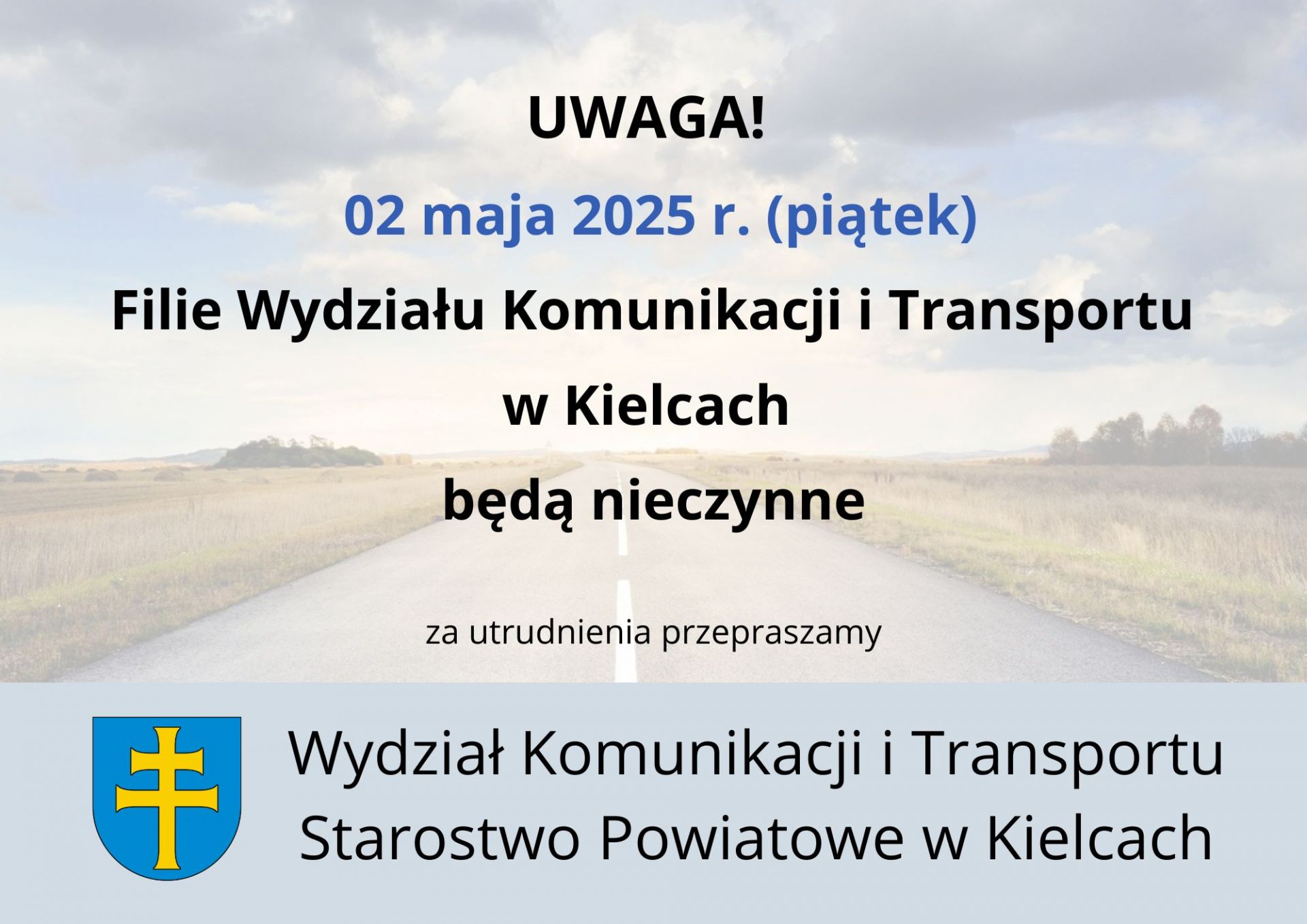 W piątek filie Wydziału Komunikacji i Transportu będą nieczynne