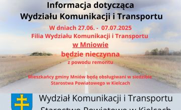 Filia w Mniowie będzie nieczynna