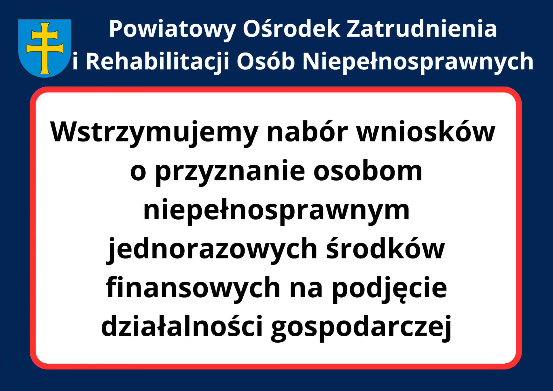 Wstrzymano nabór na podjęcie działalności gospodarczej przez osoby niepełnosprawne