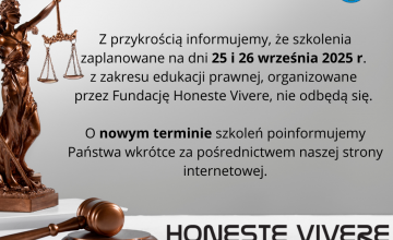 Szkolenia z zakresu edukacji prawnej odwołane w dniach 25 i 26 września