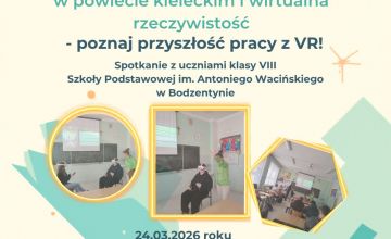Doradcy zawodowi z goglami VR w szkole w Bodzentynie