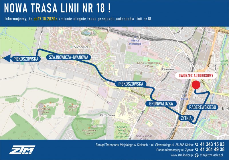 Mapa linii 18 