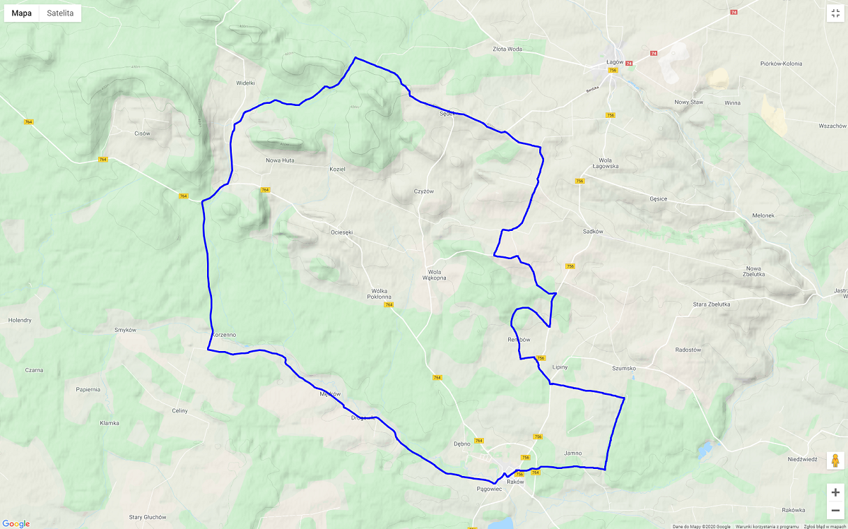 Szlak rowerowy o długości 44 kilometrowy 