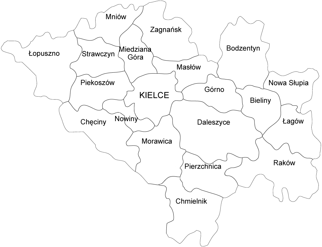Mapa powiatu kieleckiego